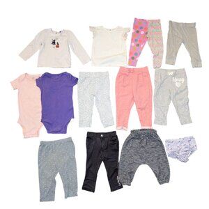 Huge Lot 13 Infant Girls Long Sleeve Shirt Tee Pants Leggings Bloomers Onesies